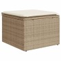 Taburete de jardín con cojín ratán sintético beige 55x55x37cm de , Otomanas de exterior - Ref: Foro24-366055, Precio: 63,74 €...