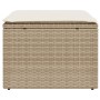 Garden stool with beige synthetic rattan cushion 55x55x37cm by , Outdoor ottomans - Ref: Foro24-366055, Price: 63,74 €, Disco...