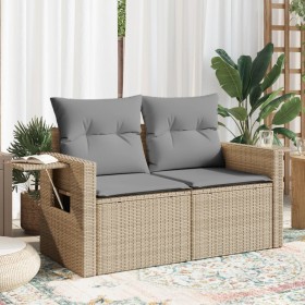 2-seater garden sofa with cushions, beige synthetic rattan by , Outdoor sofas - Ref: Foro24-366106, Price: 235,99 €, Discount: %