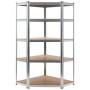 Corner shelf, 5 levels, plywood and silver steel by vidaXL, Industrial shelving - Ref: Foro24-144264, Price: 64,61 €, Discoun...