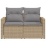 2-Sitzer-Gartensofa mit Kissen, beiges synthetisches Rattan von , Outdoor-Sofas - Ref: Foro24-366106, Preis: 235,59 €, Rabatt: %