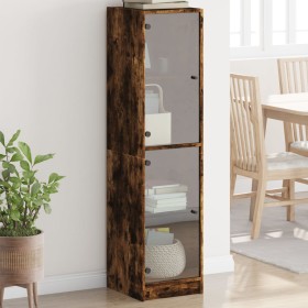 Sideboard with smoked oak glass doors 35x37x142 cm by , Sideboards - Ref: Foro24-836438, Price: 109,35 €, Discount: %