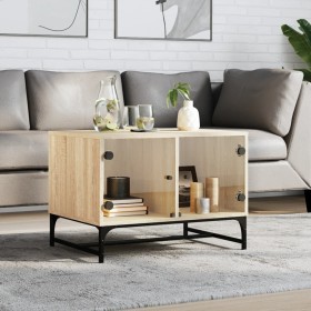 Coffee table with glass doors Sonoma oak 68.5x50x50 cm by , Coffee table - Ref: Foro24-836541, Price: 64,99 €, Discount: %