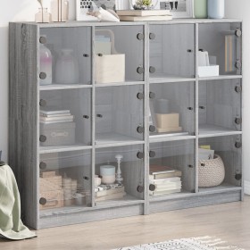 Estantería con puertas madera gris Sonoma 136x37x109 cm de , Librerías y estanterías - Ref: Foro24-3206515, Precio: 235,89 €,...