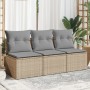 3-seater garden sofa with beige synthetic rattan cushions by , Outdoor sofas - Ref: Foro24-366104, Price: 171,69 €, Discount: %