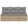 3-seater garden sofa with beige synthetic rattan cushions by , Outdoor sofas - Ref: Foro24-366104, Price: 171,69 €, Discount: %