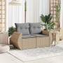 2-seater garden sofa with cushions, beige synthetic rattan by , Outdoor sofas - Ref: Foro24-366095, Price: 197,46 €, Discount: %