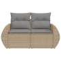 2-seater garden sofa with cushions, beige synthetic rattan by , Outdoor sofas - Ref: Foro24-366095, Price: 197,46 €, Discount: %