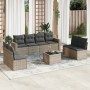 9-teiliges Gartensofa-Set mit beigen synthetischen Rattankissen von , Modulare Sofas für den Außenbereich - Ref: Foro24-32511...