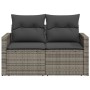 Garden sofa with cushions, 2 seats, synthetic gray rattan by , Outdoor sofas - Ref: Foro24-366141, Price: 243,48 €, Discount: %