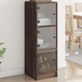 Sideboard with brown oak glass doors 35x37x109 cm by , Sideboards - Ref: Foro24-836391, Price: 73,19 €, Discount: %