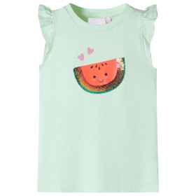 Weiches grünes Kinder-T-Shirt mit Rüschenärmeln 140 von , Kinder-T-Shirts - Ref: Foro24-10638, Preis: 9,99 €, Rabatt: %