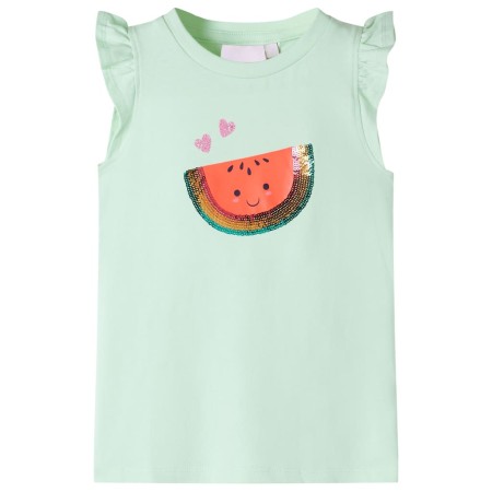 Camiseta infantil de manga volante verde suave 140 de , Camisetas para niños - Ref: Foro24-10638, Precio: 9,67 €, Descuento: %