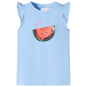 Camiseta infantil de manga volante azul claro 140 de , Camisetas para niños - Ref: Foro24-10633, Precio: 9,99 €, Descuento: %