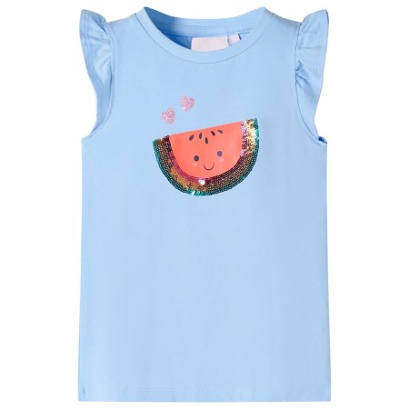 Camiseta infantil de manga volante azul claro 140 de , Camisetas para niños - Ref: Foro24-10633, Precio: 9,67 €, Descuento: %