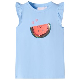 Camiseta infantil de manga volante azul claro 116 de , Camisetas para niños - Ref: Foro24-10631, Precio: 8,99 €, Descuento: %