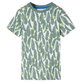 Kinder-T-Shirt 128 in Ecru und dunklem Efeugrün von , Kinder-T-Shirts - Ref: Foro24-11677, Preis: 8,99 €, Rabatt: %