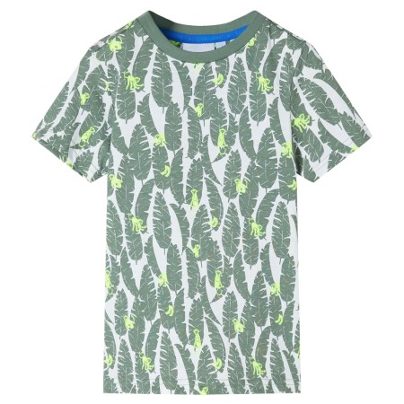 Kinder-T-Shirt 128 in Ecru und dunklem Efeugrün von , Kinder-T-Shirts - Ref: Foro24-11677, Preis: 8,41 €, Rabatt: %