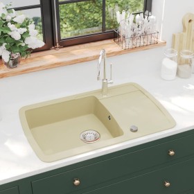 Granite kitchen sink with one beige basin by vidaXL, Sinks - Ref: Foro24-144852, Price: 196,99 €, Discount: %