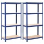 Storage shelves 2 pcs steel and blue MDF 80x40x160 cm by vidaXL, Industrial shelving - Ref: Foro24-144274, Price: 74,98 €, Di...