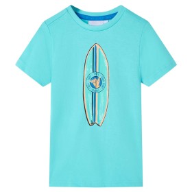 Kurzarm-T-Shirt für Kinder in Aquamarinfarbe 128 von , Kinder-T-Shirts - Ref: Foro24-11817, Preis: 7,99 €, Rabatt: %