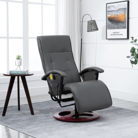 Sillón de masaje de cuero artificial gris de vidaXL, Sillones de masaje eléctricos - Ref: Foro24-248455, Precio: 295,99 €, De...