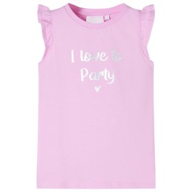 Camiseta infantil de manga volante color lila 140 de , Camisetas para niños - Ref: Foro24-10508, Precio: 7,99 €, Descuento: %