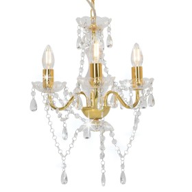 Chandelier with round golden beads 3 x E14 by vidaXL, Lamps - Ref: Foro24-281600, Price: 60,99 €, Discount: %