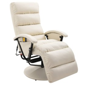 Sillón de masaje reclinable de TV cuero sintético blanco crema de vidaXL, Sillones de masaje eléctricos - Ref: Foro24-248484,...