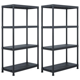 Plastic shelving 2 units 60x30x138 cm black by vidaXL, Industrial shelving - Ref: Foro24-276251, Price: 128,99 €, Discount: %