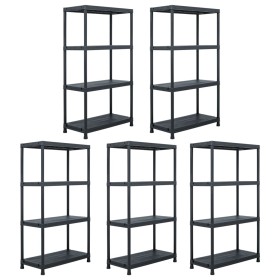 Plastic shelving 5 units 60x30x138 cm black by vidaXL, Industrial shelving - Ref: Foro24-276252, Price: 292,99 €, Discount: %