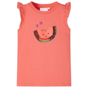 Children's coral ruffle sleeve t-shirt 140 by , Kids T-shirts - Ref: Foro24-10628, Price: 9,99 €, Discount: %