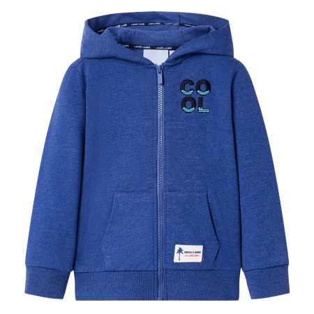 Sudadera infantil con capucha y cremallera azul oscuro mélange 116 de , Camisetas para niños - Ref: Foro24-12356, Precio: 12,...