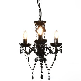 Chandelier with round black beads 3 x E14 by vidaXL, Lamps - Ref: Foro24-281597, Price: 65,99 €, Discount: %