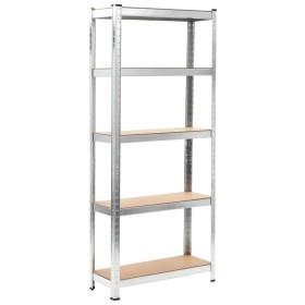 Storage shelving 5 levels plywood and silver steel by vidaXL, Industrial shelving - Ref: Foro24-144271, Price: 45,57 €, Disco...