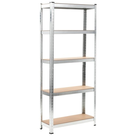 Storage shelving 5 levels plywood and silver steel by vidaXL, Industrial shelving - Ref: Foro24-144271, Price: 45,90 €, Disco...