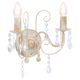 Antique white beaded wall lamp 2 E14 bulbs by vidaXL, Lamps - Ref: Foro24-281590, Price: 38,99 €, Discount: %