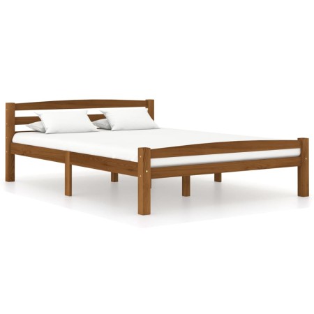 Estructura de cama madera maciza pino marrón miel 140x200 cm de vidaXL, Camas y somieres - Ref: Foro24-322078, Precio: 150,21...