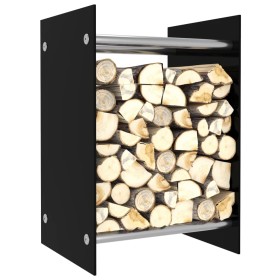 Holzhalter aus schwarzem Glas 40x35x60 cm von vidaXL, Brennholztaschen und -halter - Ref: Foro24-282829, Preis: 56,99 €, Raba...