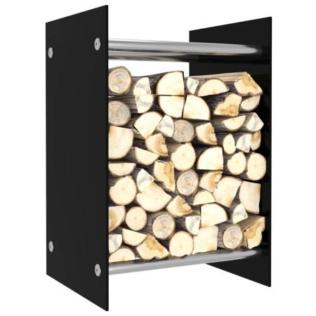 Holzhalter aus schwarzem Glas 40x35x60 cm von vidaXL, Brennholztaschen und -halter - Ref: Foro24-282829, Preis: 55,94 €, Raba...