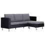 3-Sitzer-Sofa mit schwarzen Kunstlederkissen von vidaXL, Sofas - Ref: Foro24-282204, Preis: 376,92 €, Rabatt: %