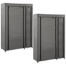 Armarios plegables 2 unidades de tela gris 110x45x175 cm de vidaXL, Armarios roperos - Ref: Foro24-282425, Precio: 76,79 €, D...