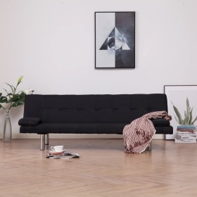 Sofá cama con dos almohadas de poliéster negro de vidaXL, Sofás - Ref: Foro24-282189, Precio: 205,99 €, Descuento: %