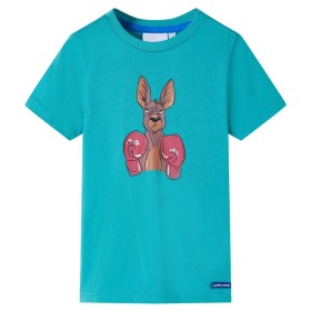 Kurzarm-Kinder-T-Shirt dunkel mintgrün 140 von , Kinder-T-Shirts - Ref: Foro24-11873, Preis: 9,35 €, Rabatt: %