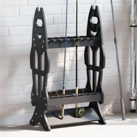 Fishing rod holder for 16 rods, black by , Fishing Rod Storage Containers - Ref: Foro24-94436, Price: 31,99 €, Discount: %