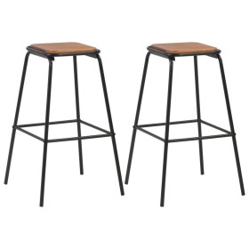 Kitchen stools 2 pcs solid pine wood and black steel by vidaXL, Kitchen stools - Ref: Foro24-280076, Price: 81,99 €, Discount: %