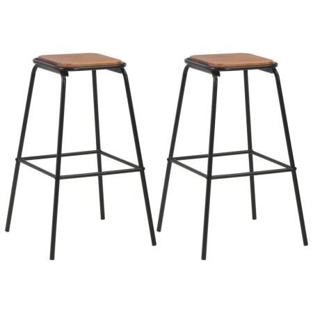 Kitchen stools 2 pcs solid pine wood and black steel by vidaXL, Kitchen stools - Ref: Foro24-280076, Price: 81,61 €, Discount: %