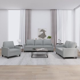 Sofa set with cushions 3 pieces light gray fabric by , Sofas - Ref: Foro24-3201428, Price: 682,03 €, Discount: %