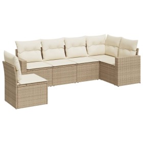 Gartensofa-Set mit Kissen, 6-teilig, beiges synthetisches Rattan von , Gartensets - Ref: Foro24-3219018, Preis: 470,91 €, Rab...