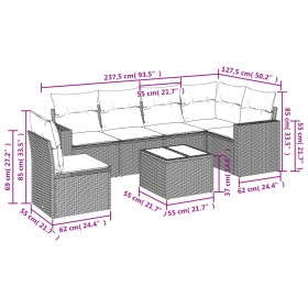 7-teiliges Garten-Essset und schwarze Kissen aus synthetischem Rattan von , Gartensets - Ref: Foro24-3219026, Preis: 463,53 €...